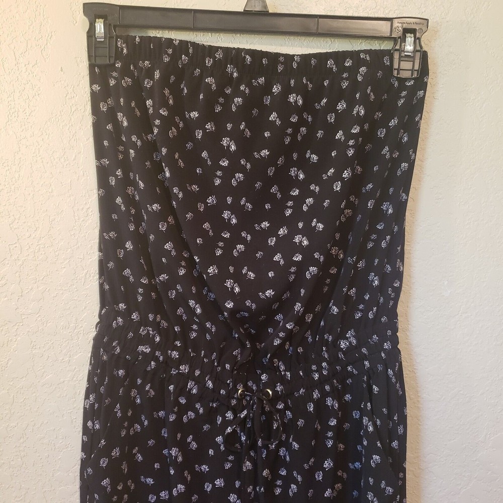 EXPRESS Women's Strapless Black White Floral Drawstring Waist Jumper Size XS - Picture 6 of 10
